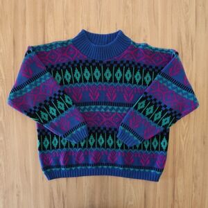 Vintage 90s Sweater Womens Large Adesso Multicolor Made in USA